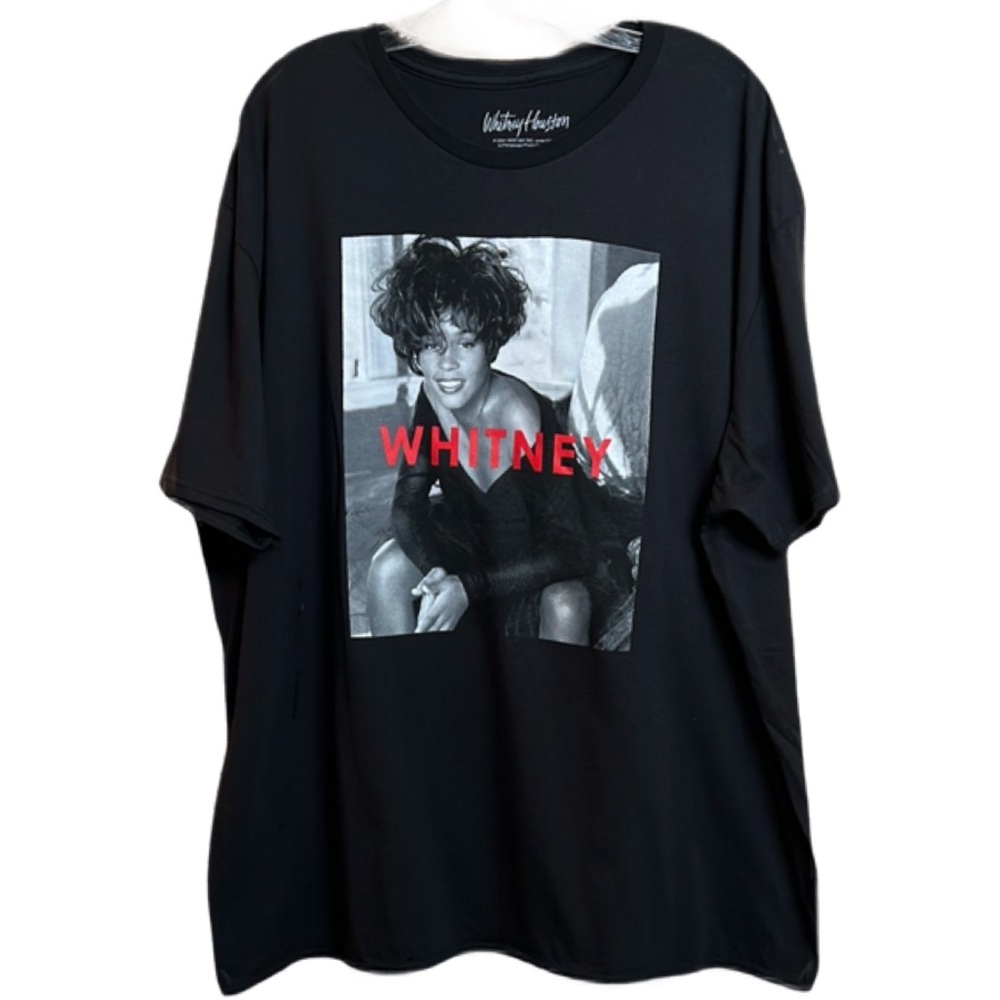 Whitney Houston‎ 2X Black and Red Graphic Oversized Short Sleeve Tee NWOT